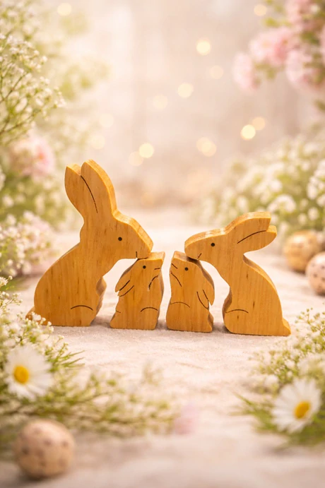 Veľkonočná rodinka zajačikov 4 členná