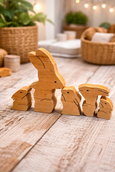 Veľkonočná rodinka zajačikov 5 členná