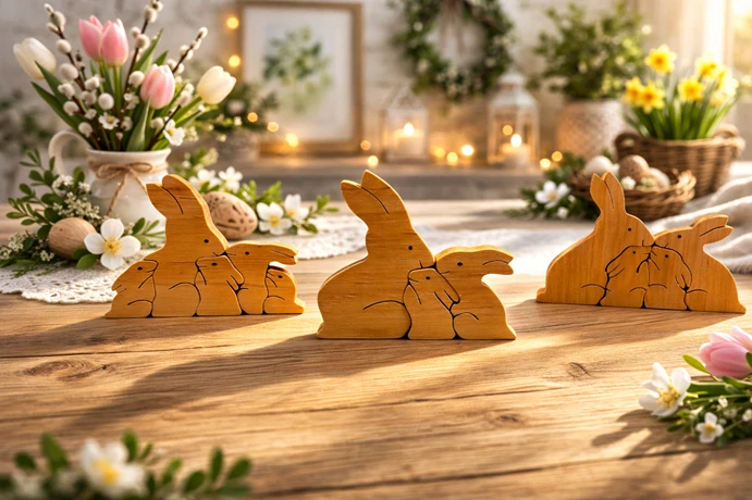 Veľkonočná rodinka zajačikov 5 členná